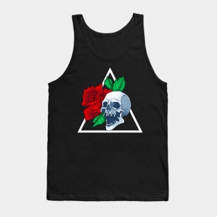 Red Flower Rose Skull Tank Top